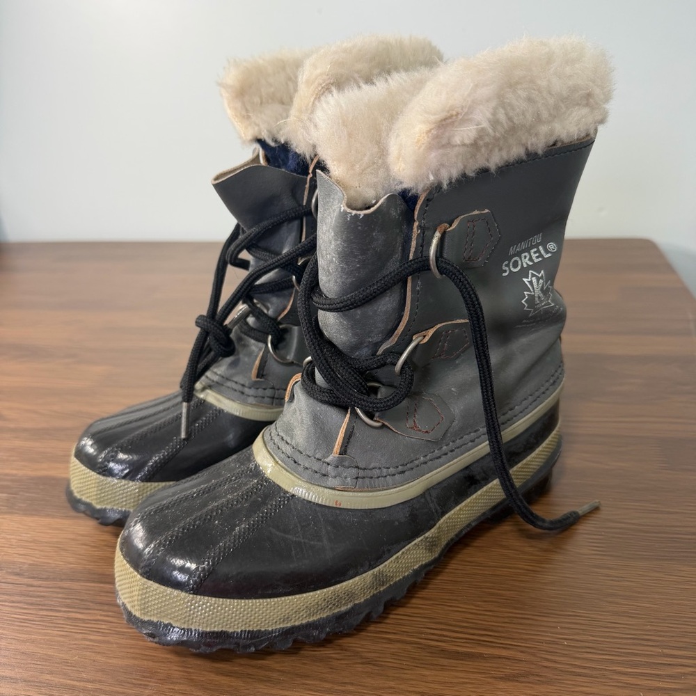 Vintage Sorel Manitou Kaufman Winter Snow Boots Made in Canada Wool Liner‎
